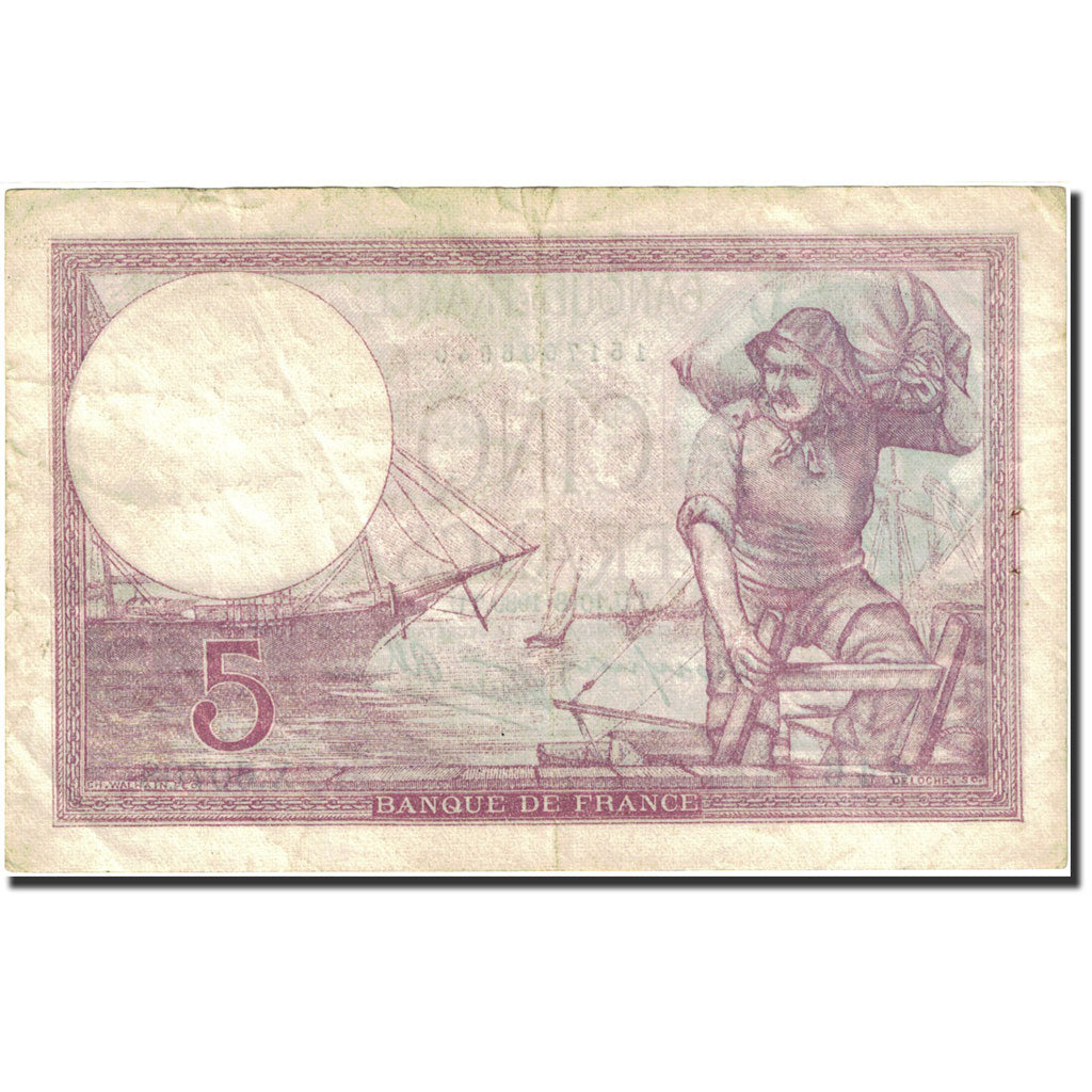 Francia, 5 Francs, 5 F 1917-1940 ''Violet'', 1917, 1939-08-10, BB, Fayette:4.5