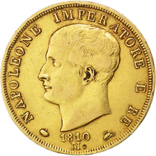 ITALIAN STATES, 40 Lire, 1810, Milan, KM #12, VF(30-35), Gold, 12.88