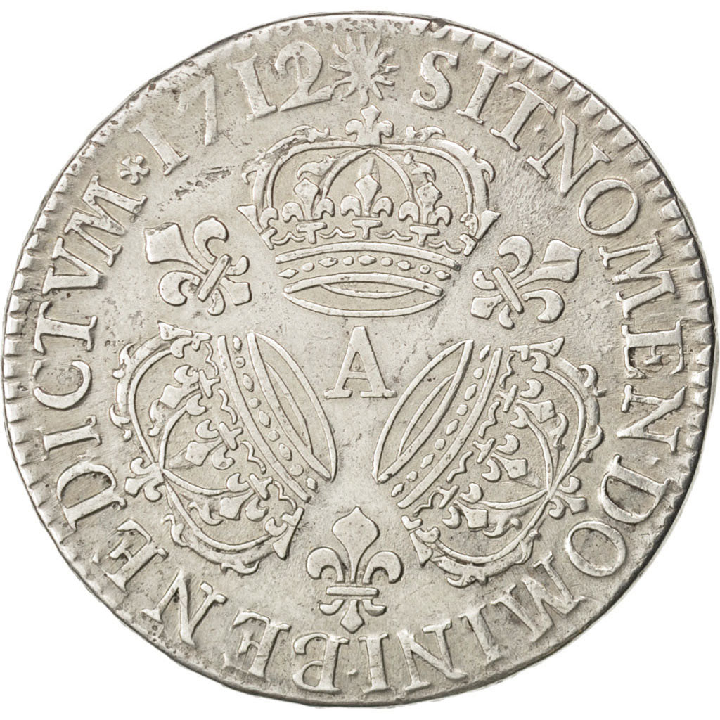 FRANCE, 1/2 Écu aux 3 couronnes, 1/2 ECU, 36 Sols = 6 Deniers, 1712, Paris, KM .
