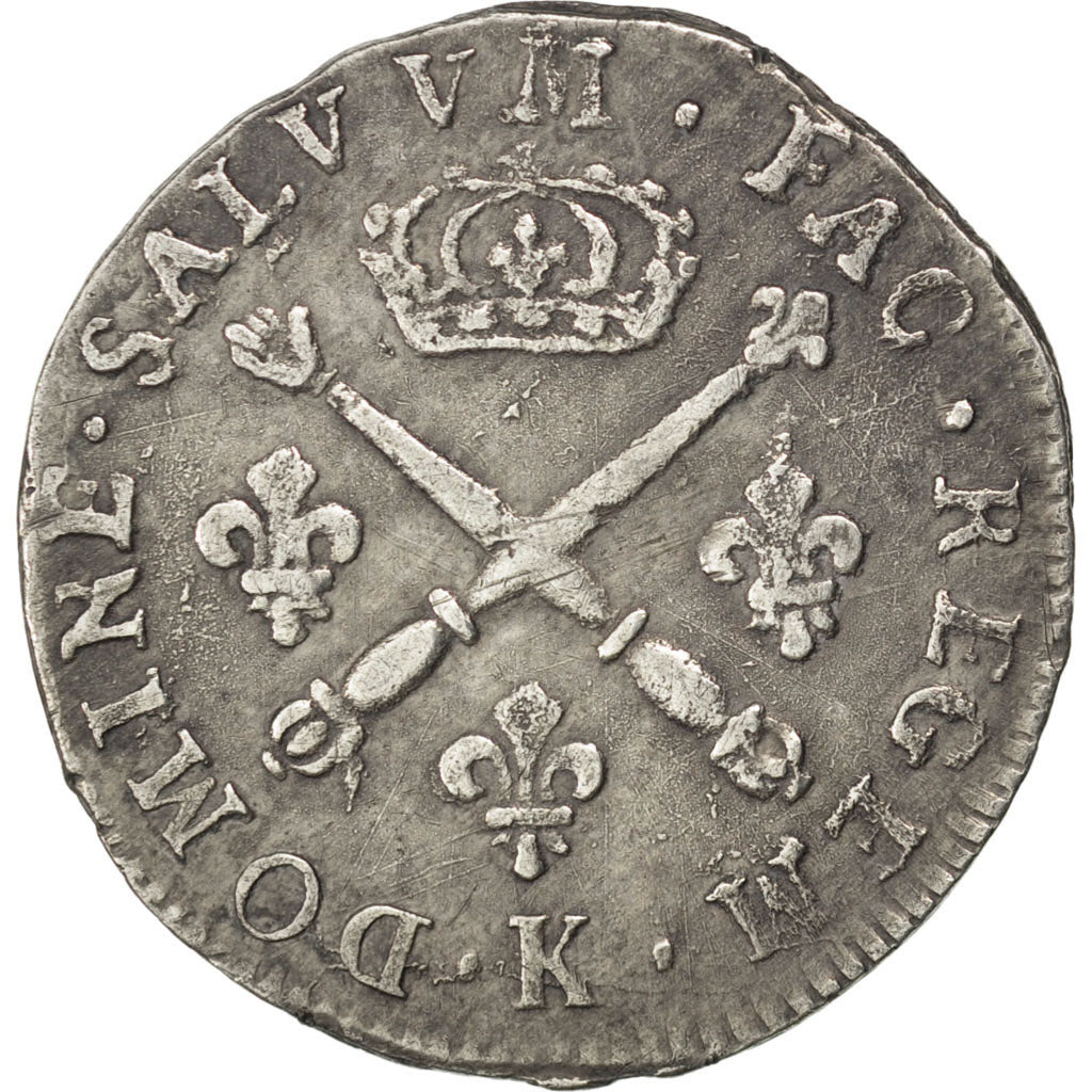 FRANCE, 10 Sols aux insignes, 10 Sols-1/8 Ecu, 1707, Bordeaux, KM #349.5,...