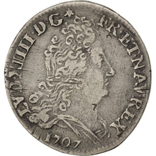 FRANCE, 10 Sols aux insignes, 10 Sols-1/8 Ecu, 1707, Rennes, KM #349.12,...