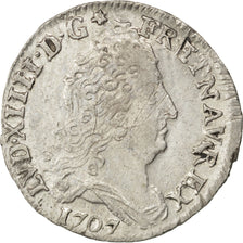 Coin, France, Louis XIV, 10 Sols aux insignes, 10 Sols-1/8 Ecu, 1707, Rennes