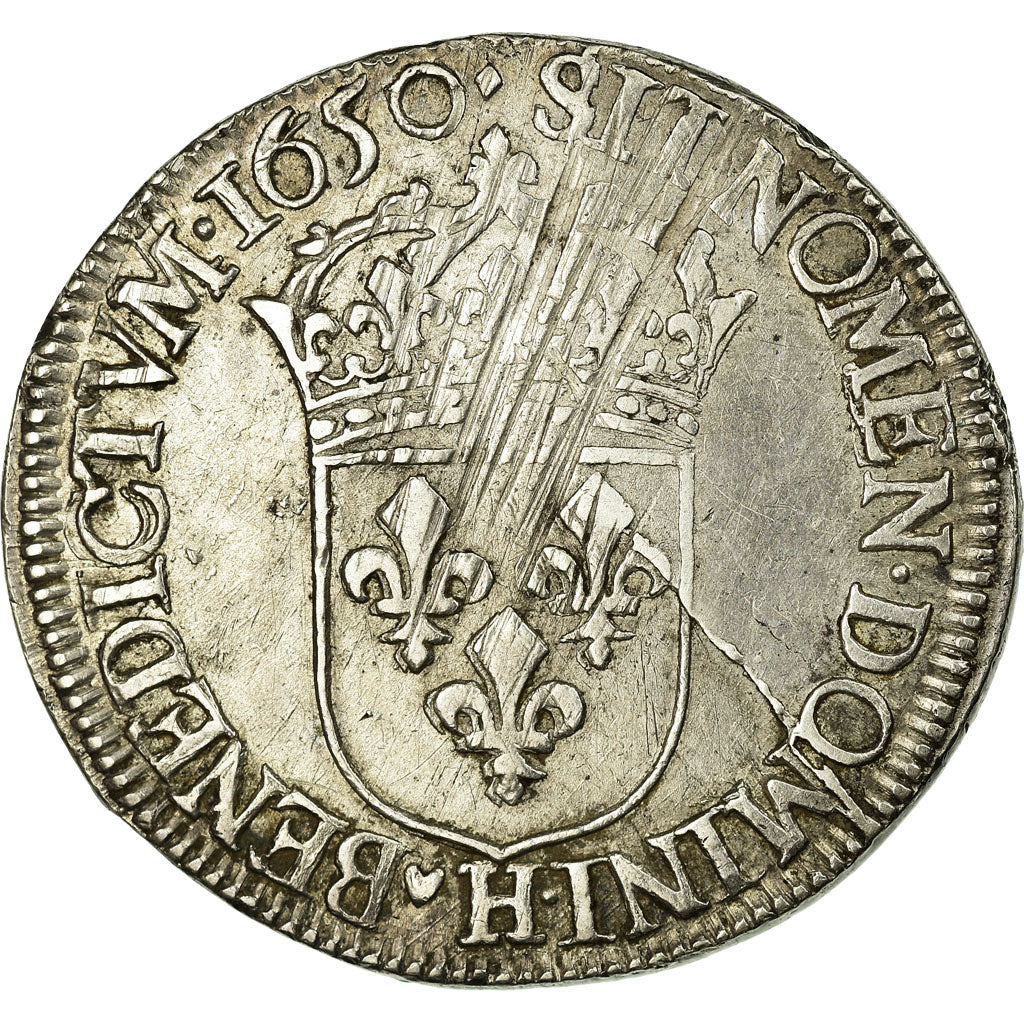 Monnaie, France, Louis XIV, 1/2 Écu à la mèche longue, 1/2 Ecu, 1650, La