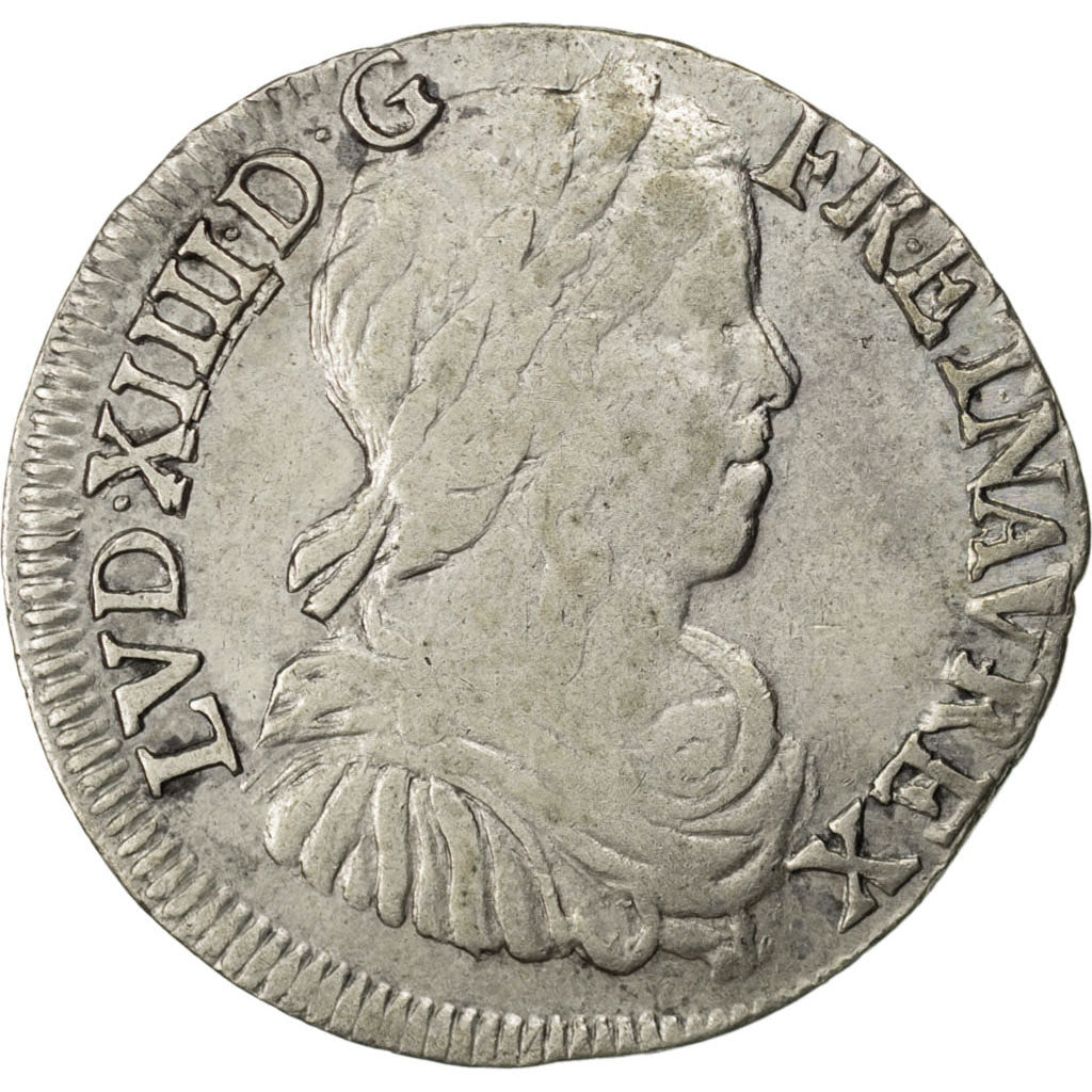 FRANCE, 1/2 Écu à la mèche longue, 1/2 ECU, 1651, Bayonne, KM #164.12, VF(20-25)