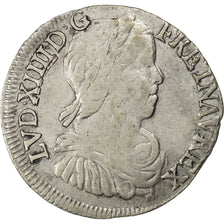 FRANCE, 1/2 Écu à la mèche longue, 1/2 ECU, 1651, Bayonne, KM #164.12, VF(20-25)