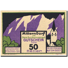 Banconote, Austria, Mitterndorf, 50 Heller, montagne, 1920, 1920-12-31, SPL+