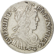 FRANCE, 1/2 Écu à la mèche longue, 1/2 ECU, 1660, Bayonne, KM #164.12, VF(30-35)