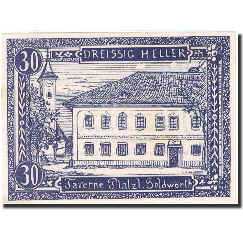 Banknote, Austria, Goldwörth, 30 Heller, Monument, 1920, 1920-12-31, UNC(63)