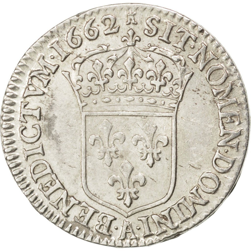 FRANCE, 1/12 Écu au buste juvénile, 1/12 ECU, 10 Sols, 1662, Paris, KM #199.1, A