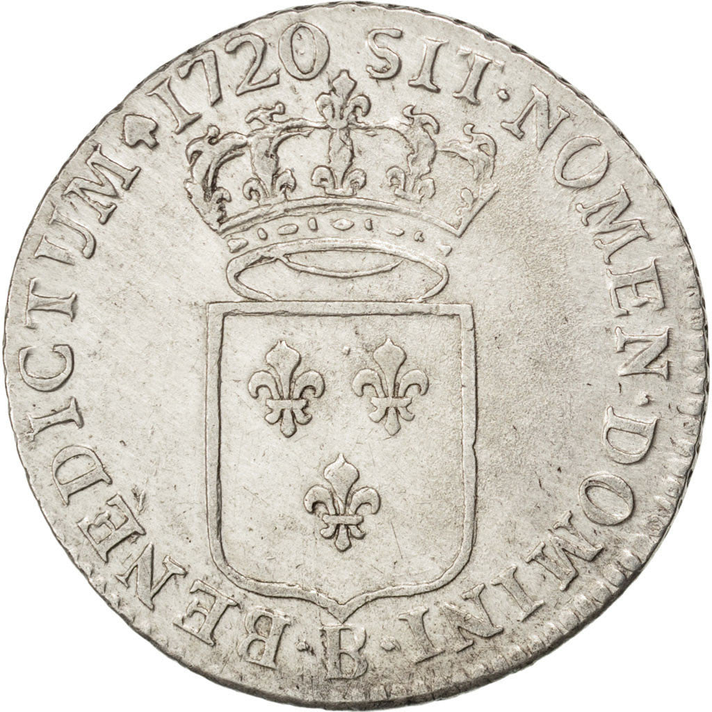 Francia, Louis XV, 1/3 Écu de France, 1/3 Ecu, 1720, Rouen, SPL-, Argento, K...