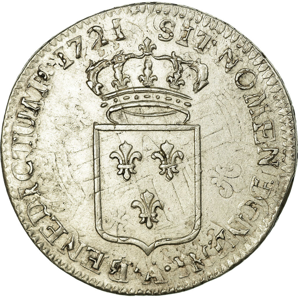 Moneda, Francia, Louis XV, 1/3 Écu de France, 1/3 Ecu, 1721, Paris, MBC+