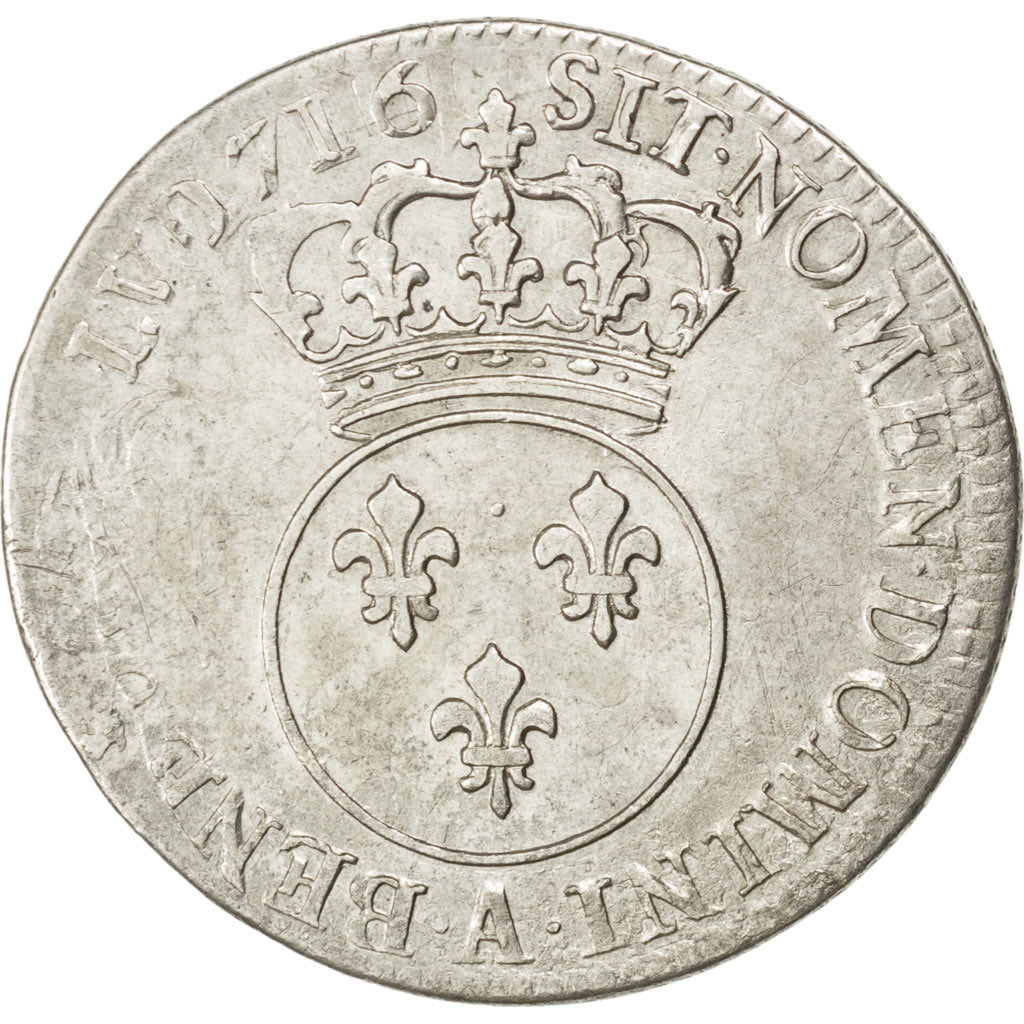 Louis XV, 1/4 Ecu Vertugadin 1716 Paris, KM 419.1