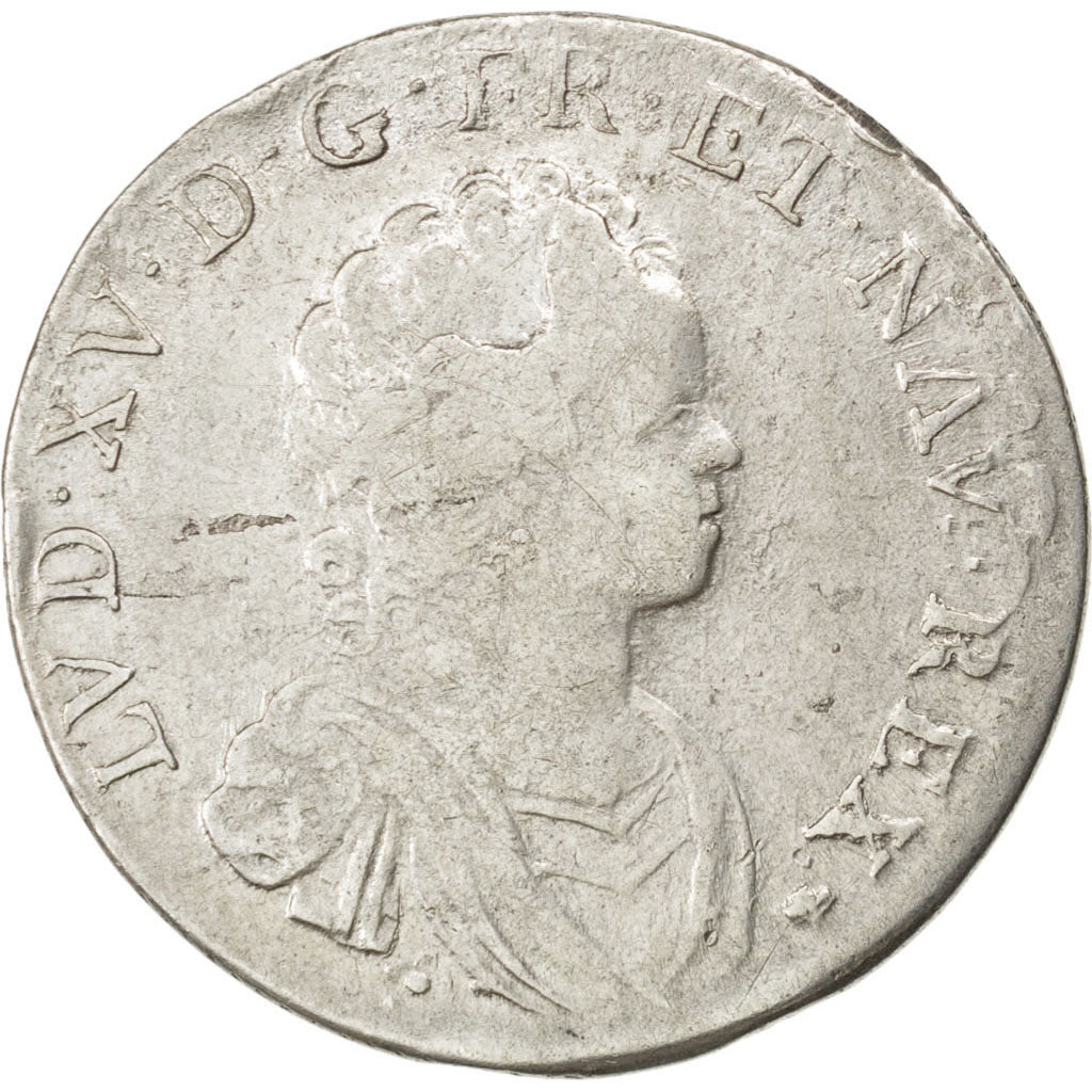 FRANCE, 1/4 Écu Vertugadin, 30 Sols, 1/4 ECU, 1716, Amiens, KM #419.19, ...