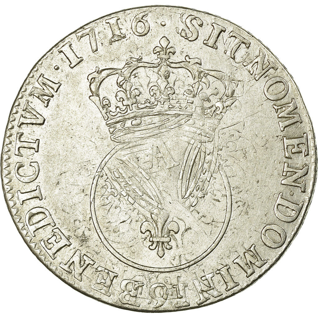 Moneda, Francia, Louis XV, 1/4 Écu Vertugadin, 30 Sols, 1/4 ECU, 1716, Rennes