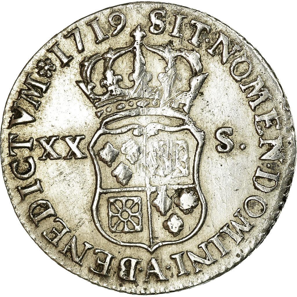 Munten, Frankrijk, Louis XV, 1/6 Écu (XX – S) de France-Navarre, 20 Sols, 1/6