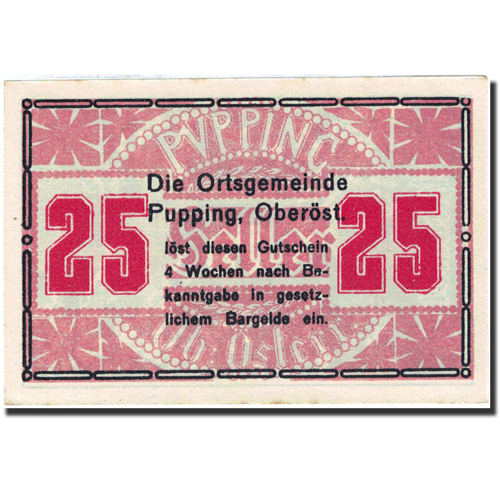 Banknote, Austria, Pupping, 25 Heller, pont, 1920, 1920-12-31, UNC(63)
