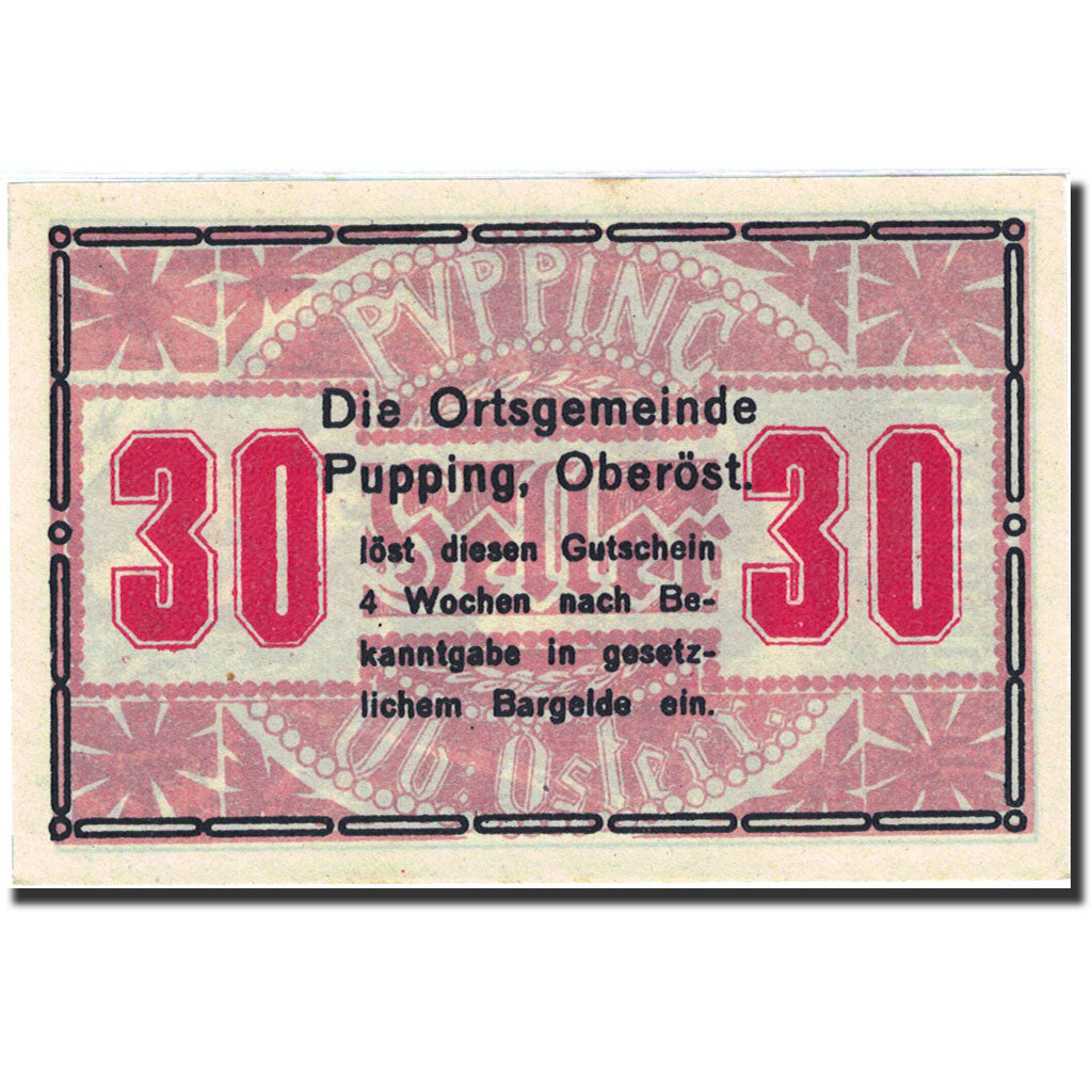 Banknote, Austria, Pupping, 30 Heller, pont, 1920, 1920-12-31, UNC(63)
