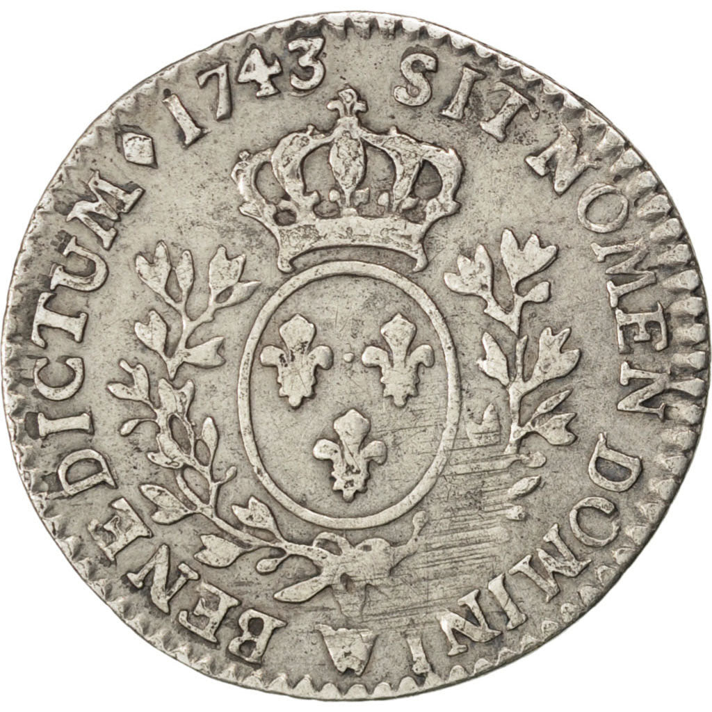 FRANCE, 1/10 Écu au bandeau, 12 Sols, 1/10 ECU, 1743, Lille, KM #511.22, ...