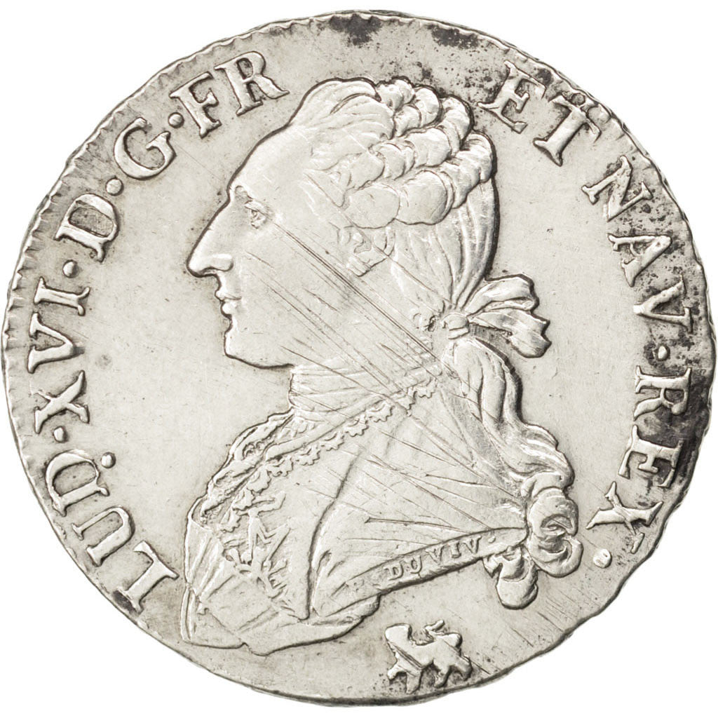 FRANCE, 1/2 Écu, 1/2 ECU, 44 Sols, 1791, Paris, KM #562.1, VF(30-35), Silver, ..