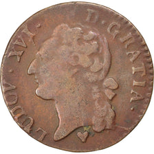 Monnaie, France, Louis XVI, 1/2 Sol ou 1/2 sou, 1/2 Sol, 1785, Strasbourg, TB