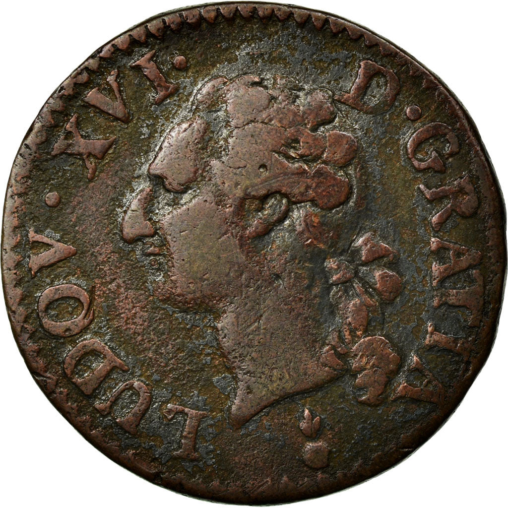 Moneta, Francia, Louis XVI, Liard, Liard, 1786, Metz, MB, Rame, KM:585.2