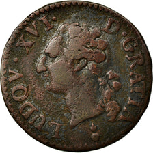 Moneta, Francia, Louis XVI, Liard, Liard, 1786, Metz, MB, Rame, KM:585.2