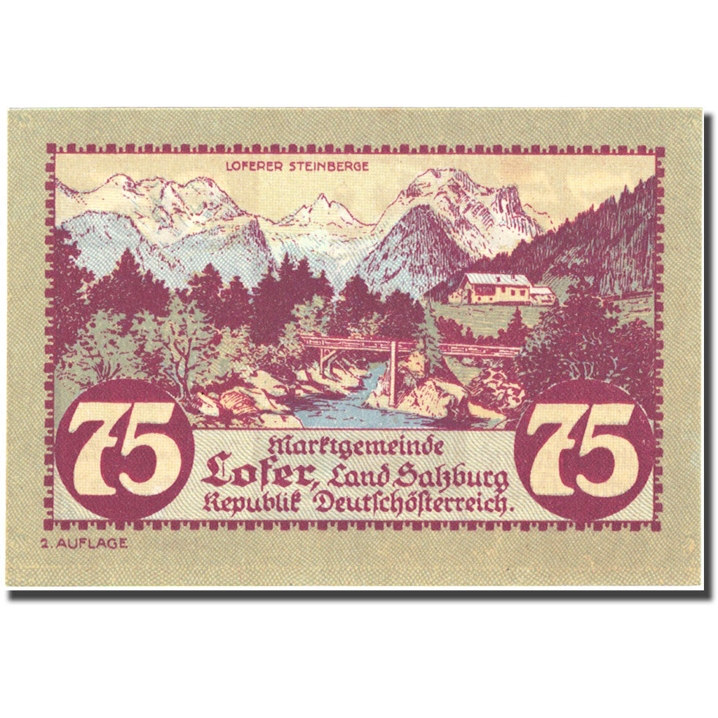 Banknote, Austria, Salzburg, 75 Heller, Eglise, 1920, 1921-03-31, UNC(65-70)