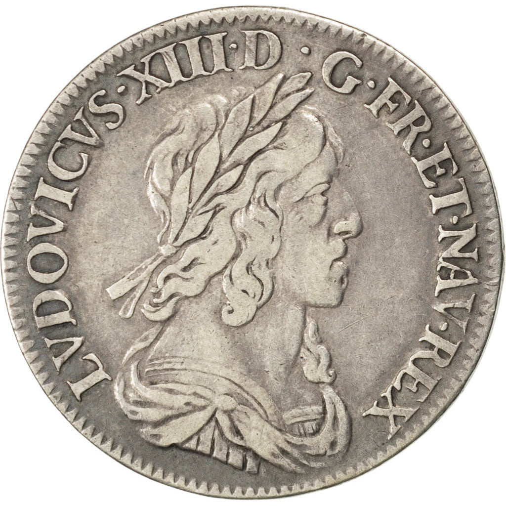 FRANCE, 1/4 Écu 2e poinçon de Warin, buste drapé et cuirassé, 1/4 ECU, 1643, Par