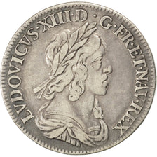 FRANCE, 1/4 Écu 2e poinçon de Warin, buste drapé et cuirassé, 1/4 ECU, 1643, Par