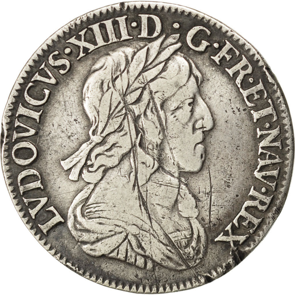 FRANCE, 1/4 Écu 2e poinçon de Warin, buste drapé et cuirassé, 1/4 ECU, 1643, Par