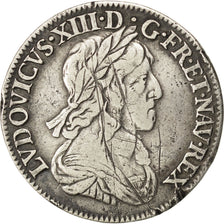 FRANCE, 1/4 Écu 2e poinçon de Warin, buste drapé et cuirassé, 1/4 ECU, 1643, Par