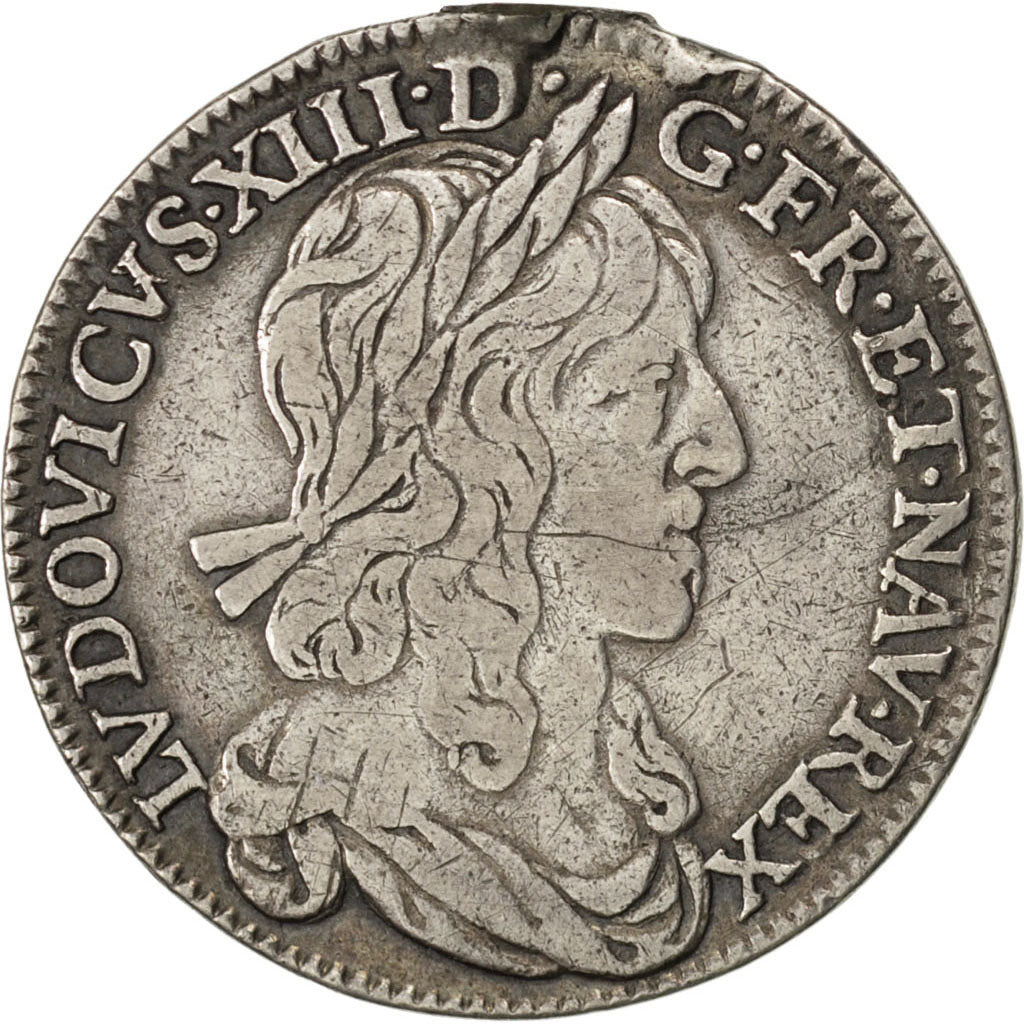 Louis XIII, 1/4 Ecu premier poinçon de Warin 1642 Paris Point, KM 133