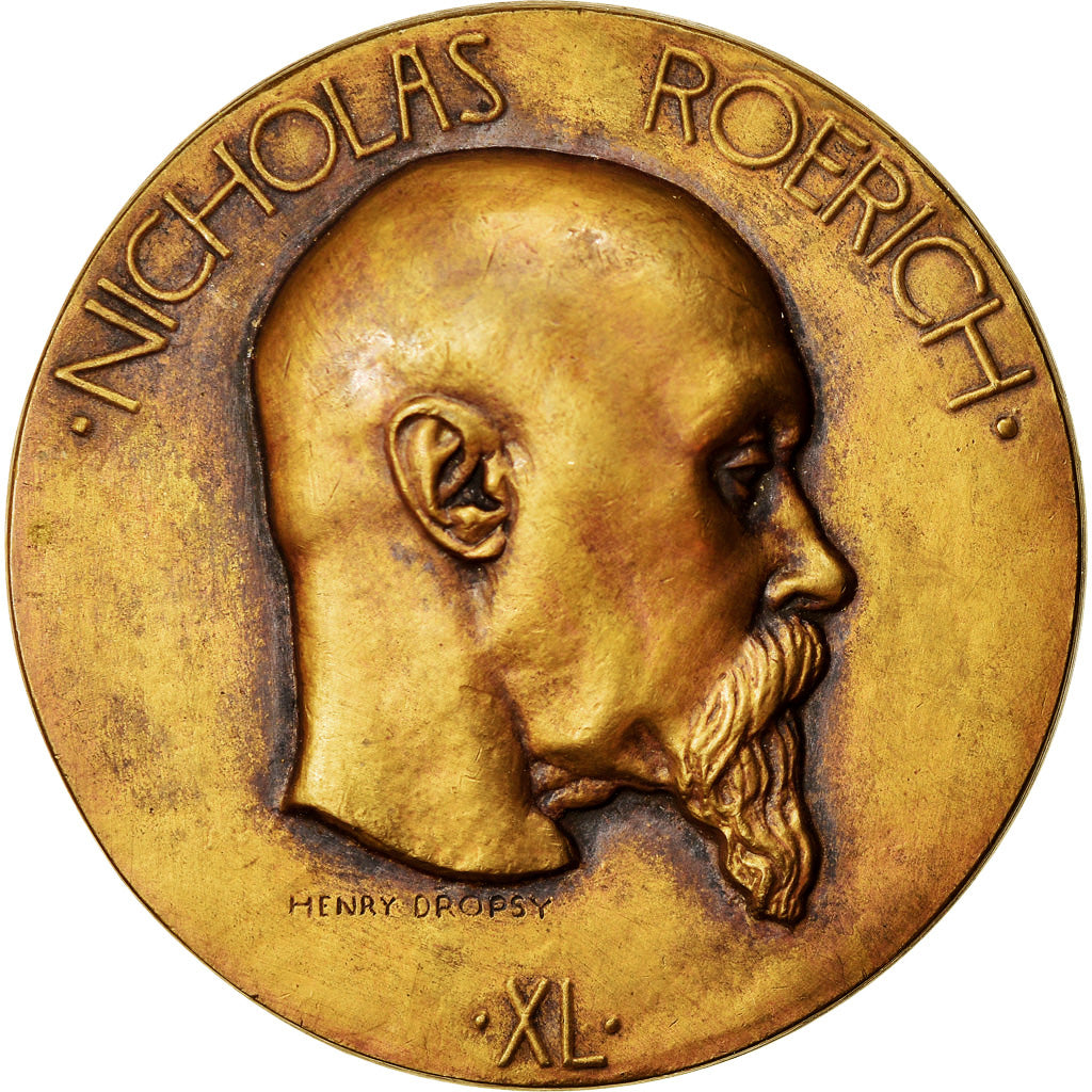 Russia, Medal, Nicholas Roerich, Museum, Philsophe, Peinture, Dropsy, AU(55-58)