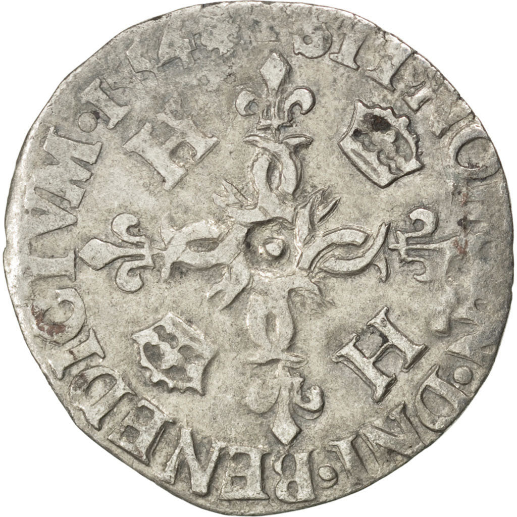 Francia, Douzain, 1554, Poitiers, MB, Biglione, Sombart:4380