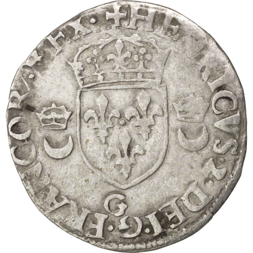 Coin, France, Douzain, 1554, Poitiers, VF(20-25), Billon, Sombart:4380