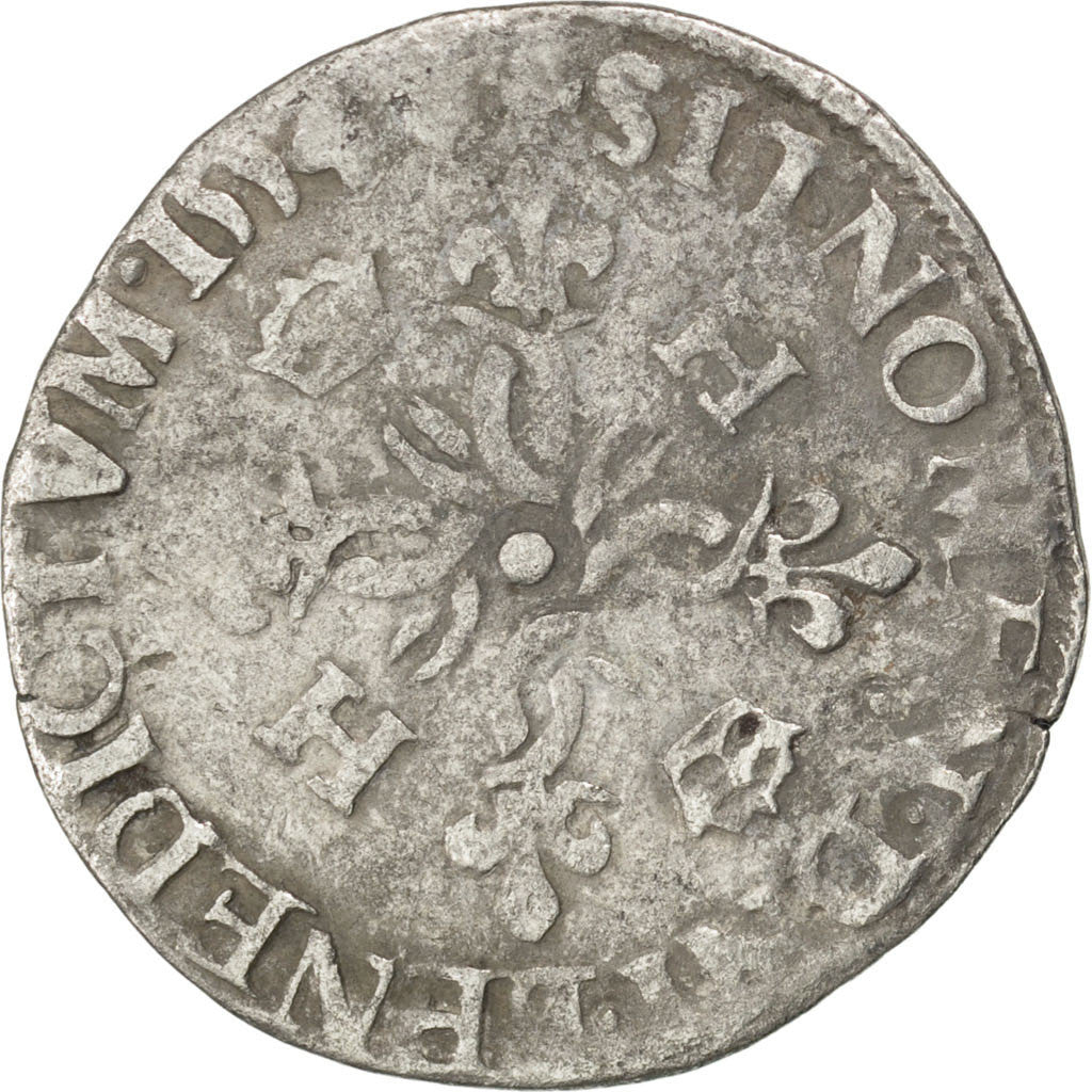 Coin, France, Douzain, 1554, Poitiers, VF(20-25), Billon, Sombart:4380