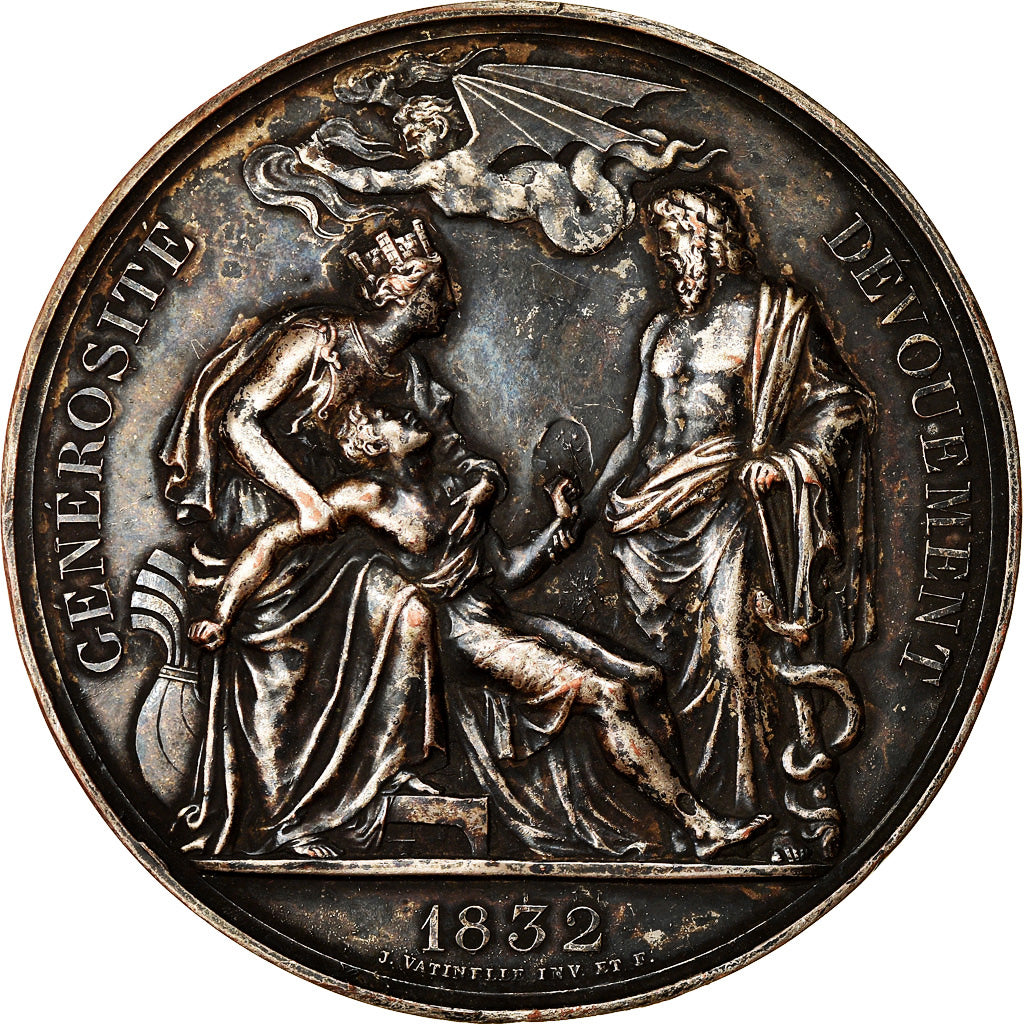 France, Medal, Louis Philippe Ier, Courage et Dévouement, 1832, Vatinelle