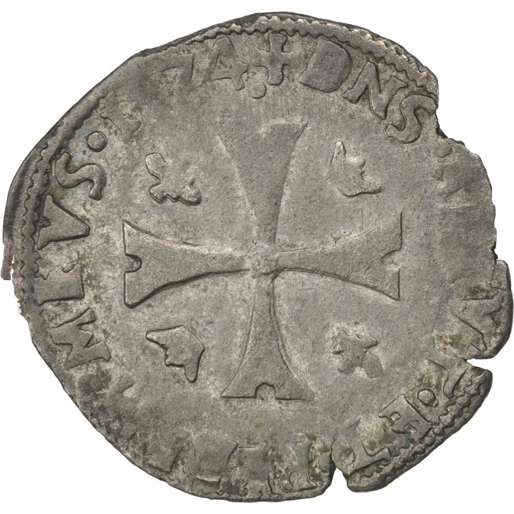 FRANCE, Douzain, 1574, Trévoux, VF(20-25), Billon, Boudeau #1058, 1.93