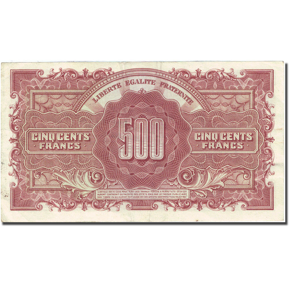 Frankreich, 500 Francs, 1943-1945 Marianne, 1945, 1945-06-04, S+, Fay VF11.1