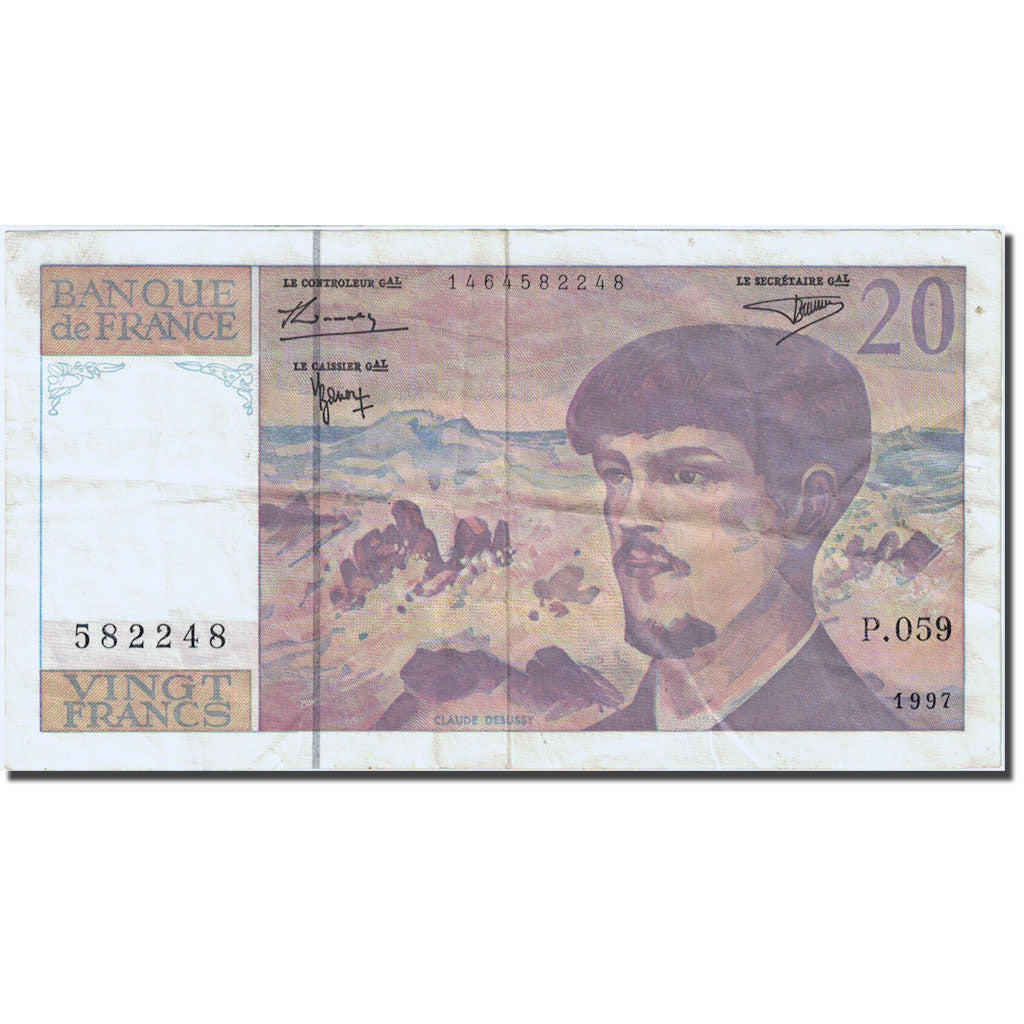 France, 20 Francs 1980-1997 ''Debussy'', 1980, 1997, EF(40-45), Fayette:66ter.2