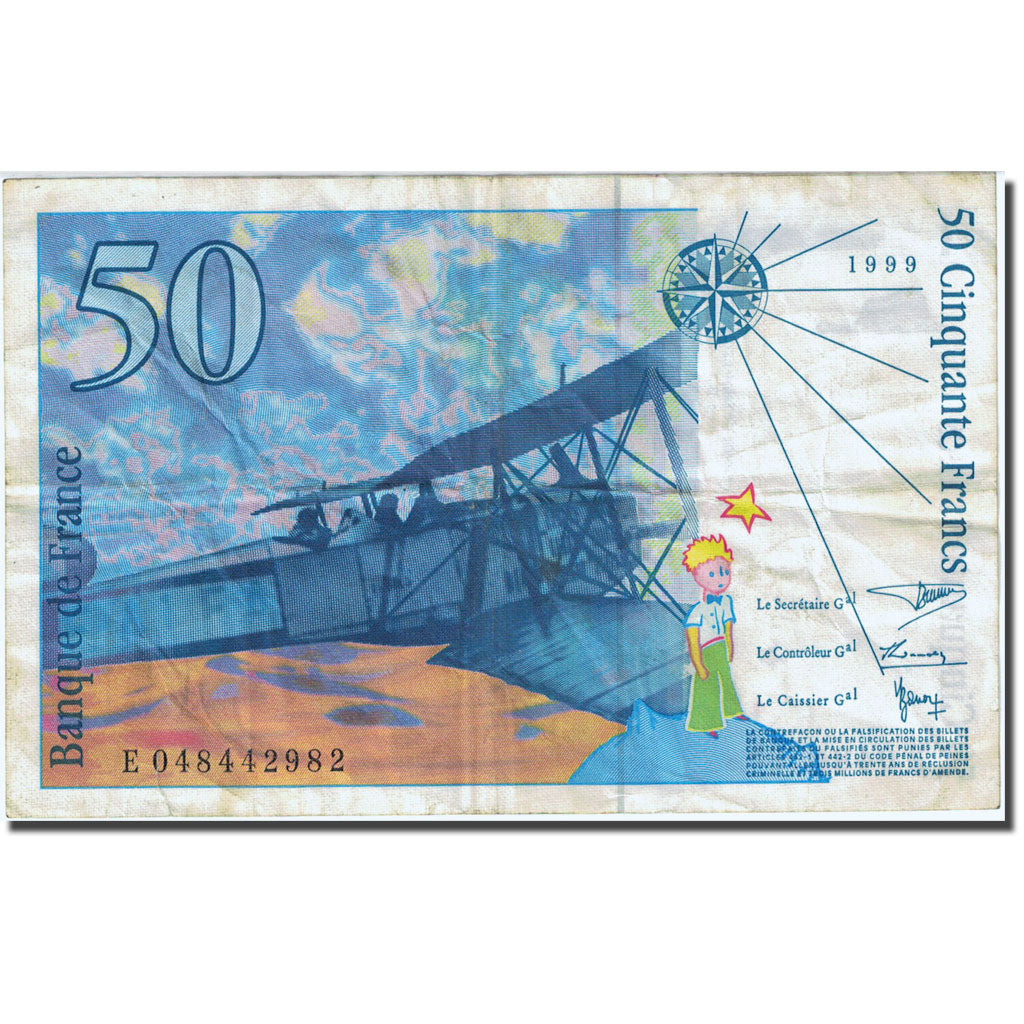 Francia, 50 Francs, 50 F 1992-1999 ''St Exupéry'' 1992-1999, 1999, MB+, Fay 73.5