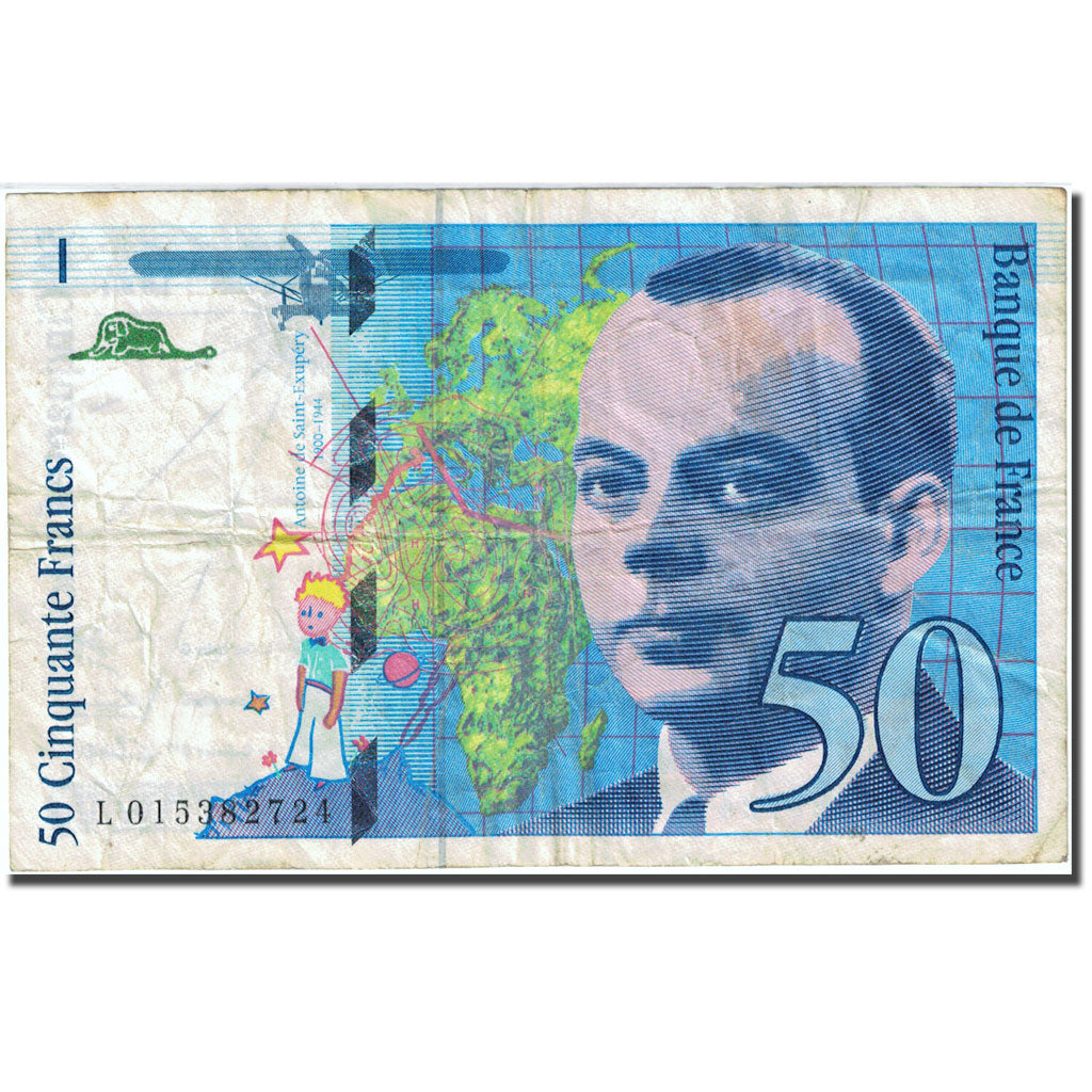 France, 50 Francs 1992-1999 ''St Exupéry'', 1992, 1994, VF(20-25) Fay 73.1a