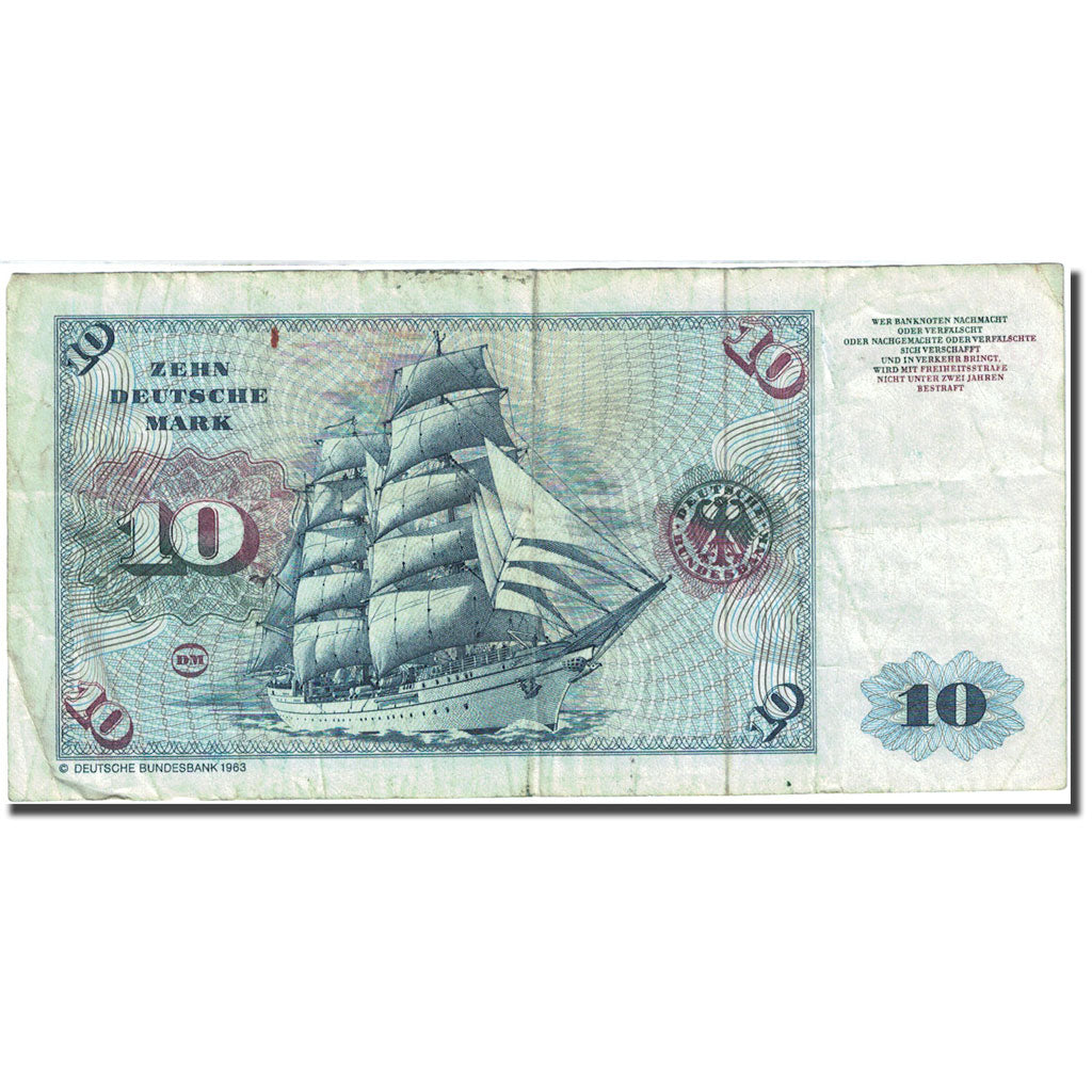 Banknote, GERMANY FEDERAL REP. 10 Deutsche Mark 1970-1980, 1980-01-02 VF (20-25)