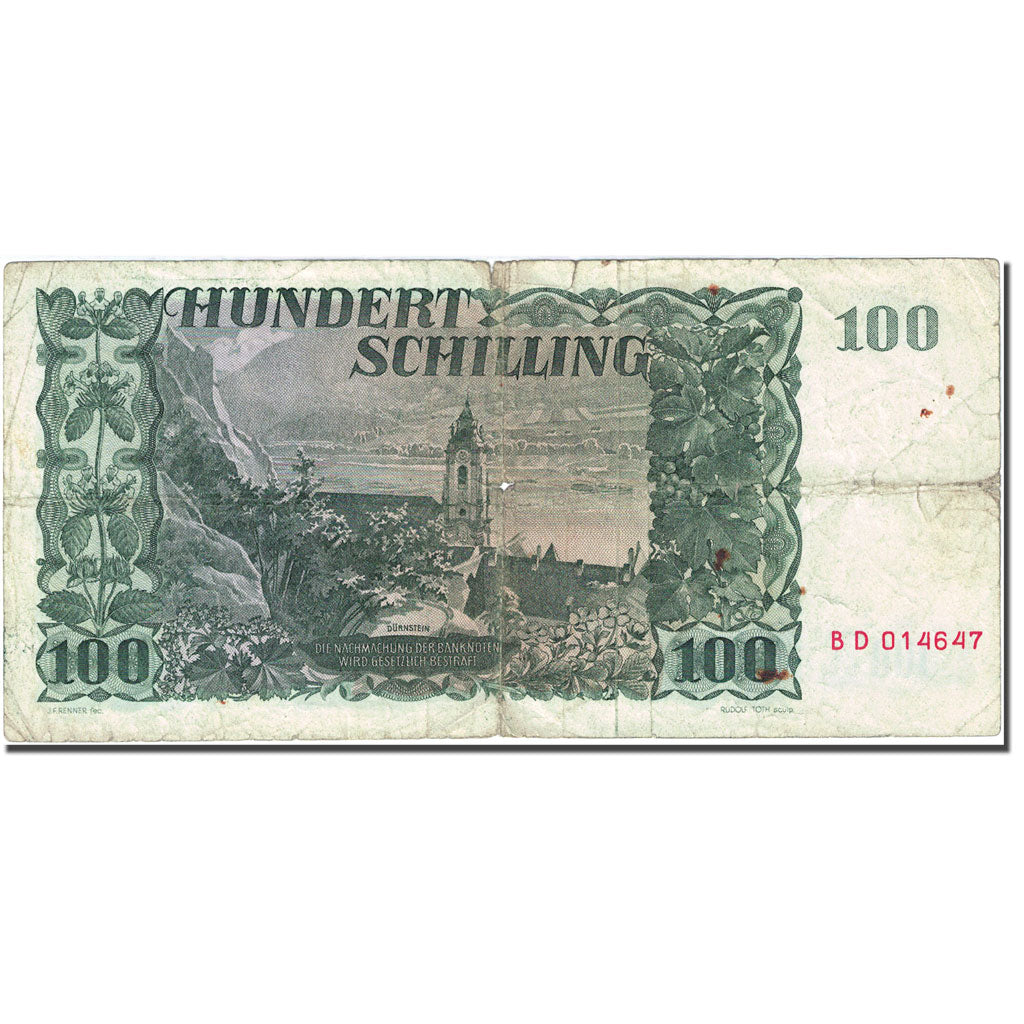 Banknote, Austria, 100 Schilling, 1949-1954, 1954-01-02, KM:133a, VG(8-10)