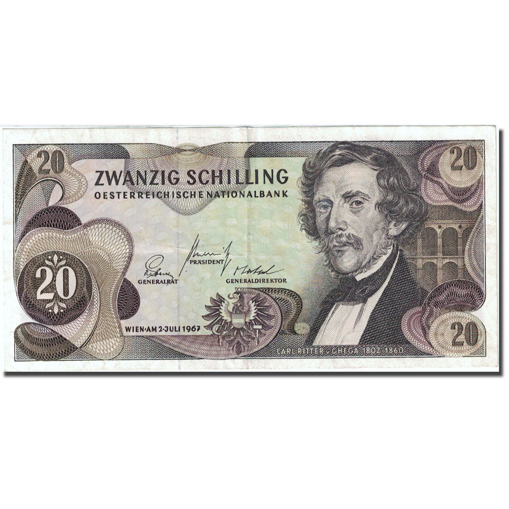Banknote, Austria, 20 Schilling, 1966-1970, 1967-07-02, KM:142a, AU(50-53)