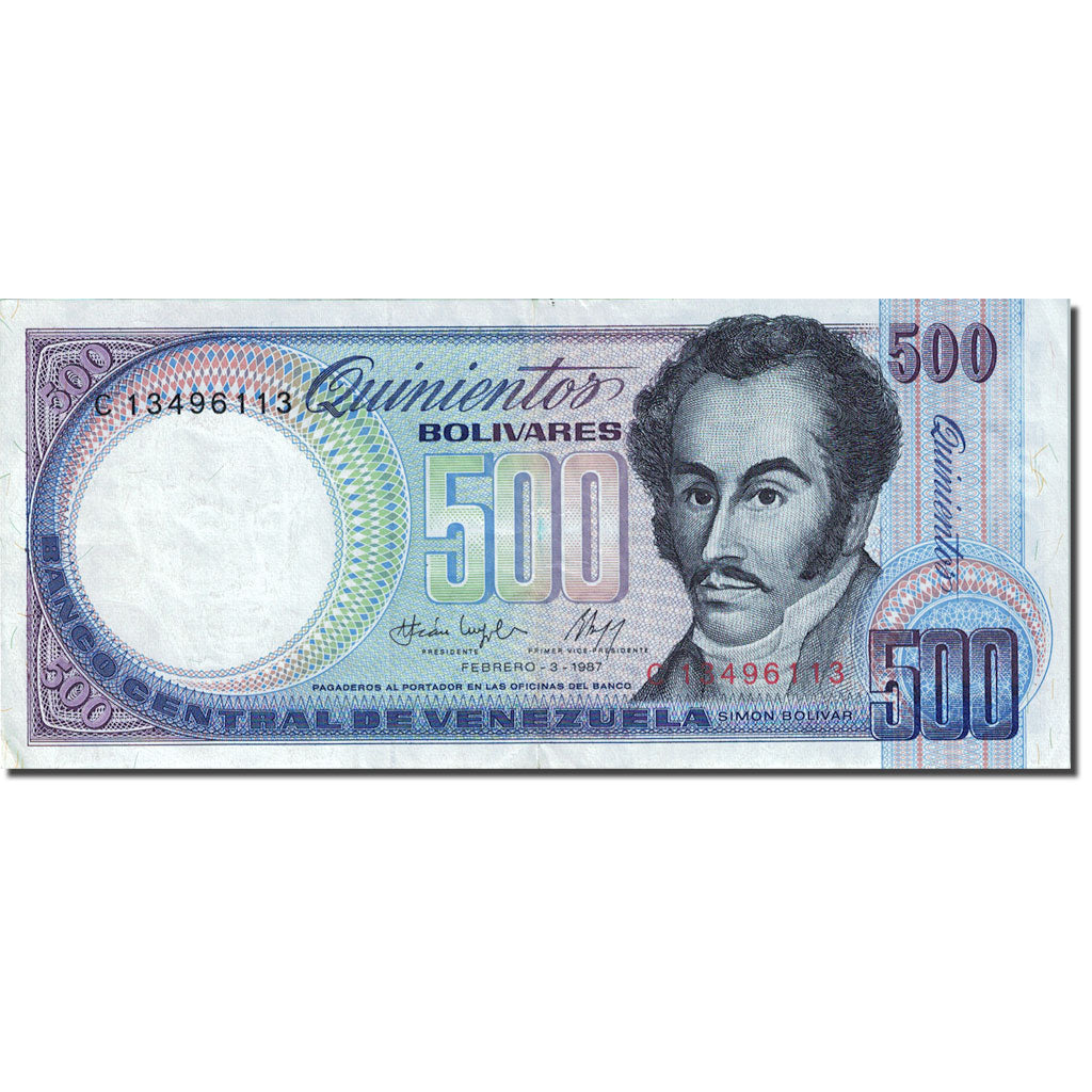 Billete, 500 Bolivares, 1981-1998, Venezuela, 1987-02-03, KM:67b, MBC+