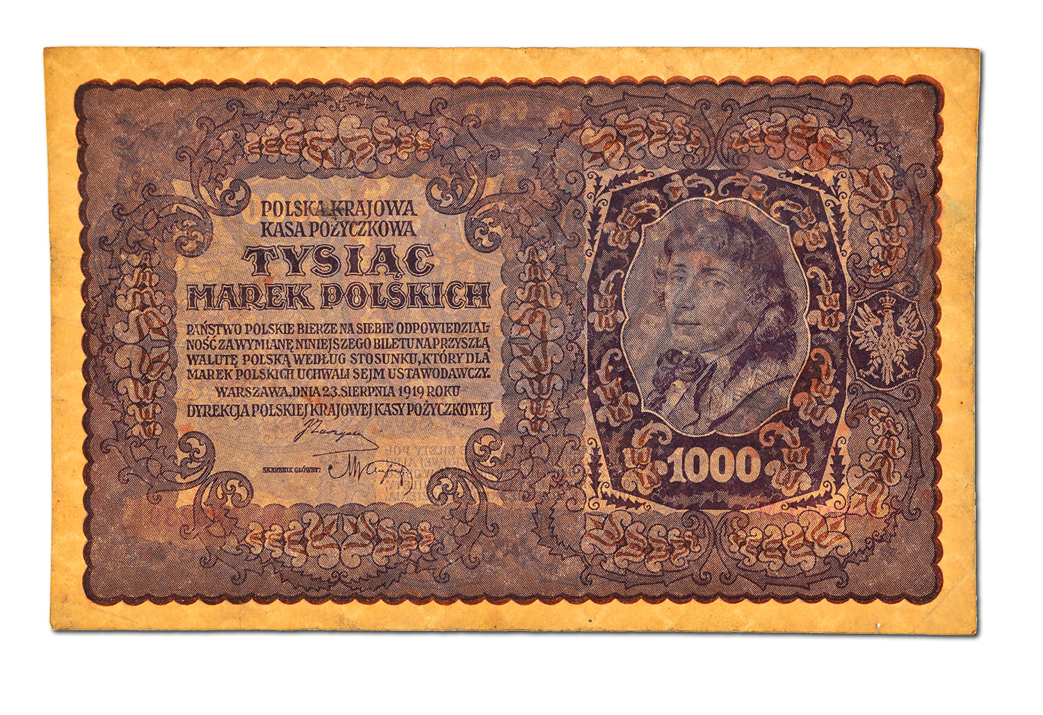 Banknote, Poland, 1000 Marek, 1919, 1919-08-23, KM:29, EF(40-45)