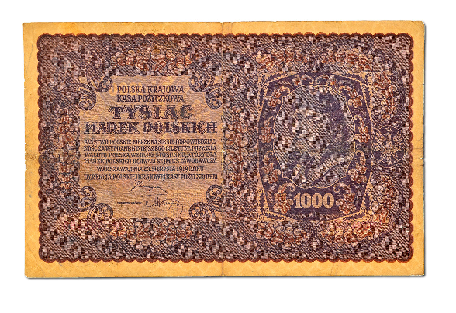Banknote, Poland, 1000 Marek, 1919, 1919-08-23, KM:29, VF(20-25)