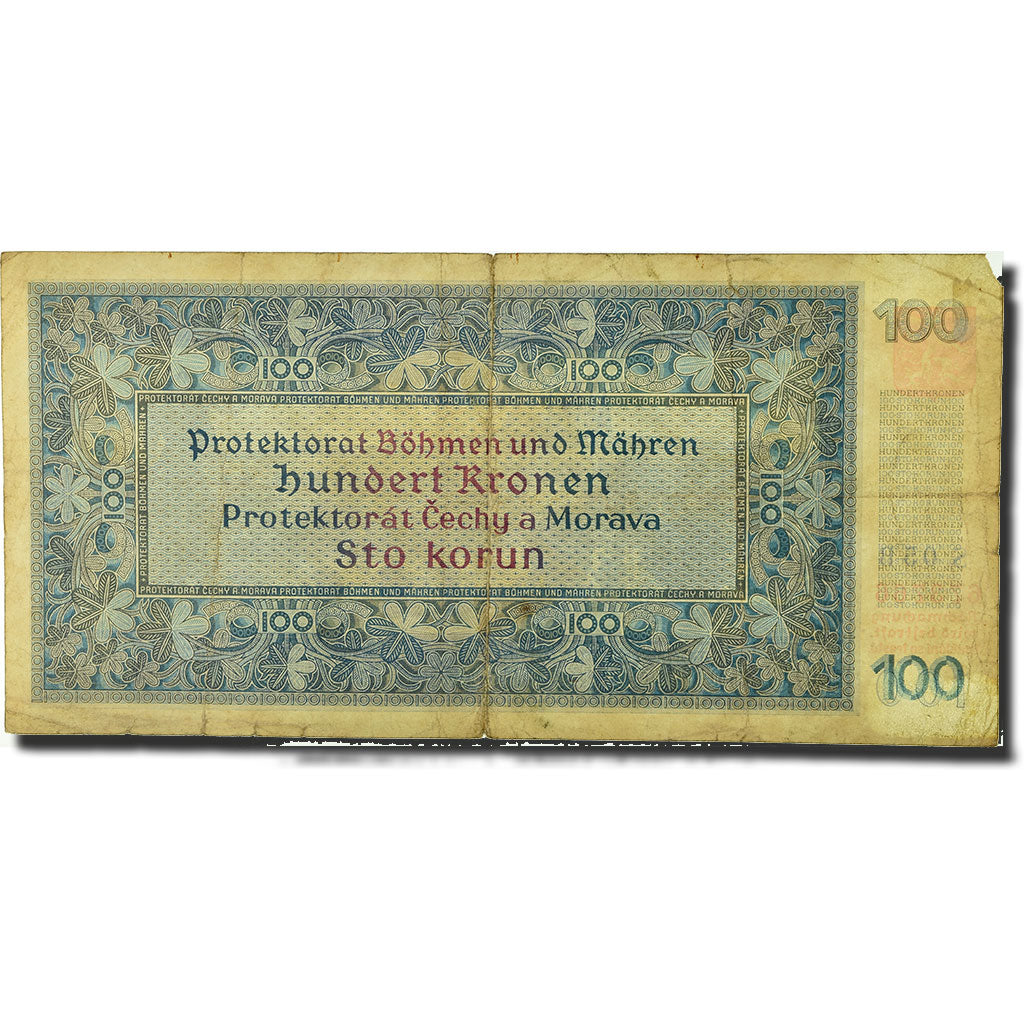 Banknote, Bohemia and Moravia, 100 Korun, 1940, 1940-08-20, KM:6a, VF(20-25)