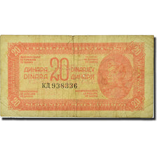 Banknote, Yugoslavia, 20 Dinara, 1944, 1944, KM:51a, VF(20-25)